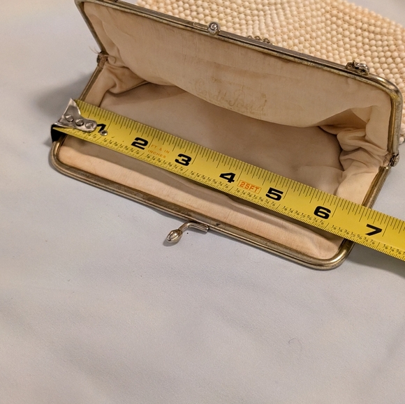 Vintage Lumured Cordé Bead Beaded Purse Clutch - Picture 12 of 13
